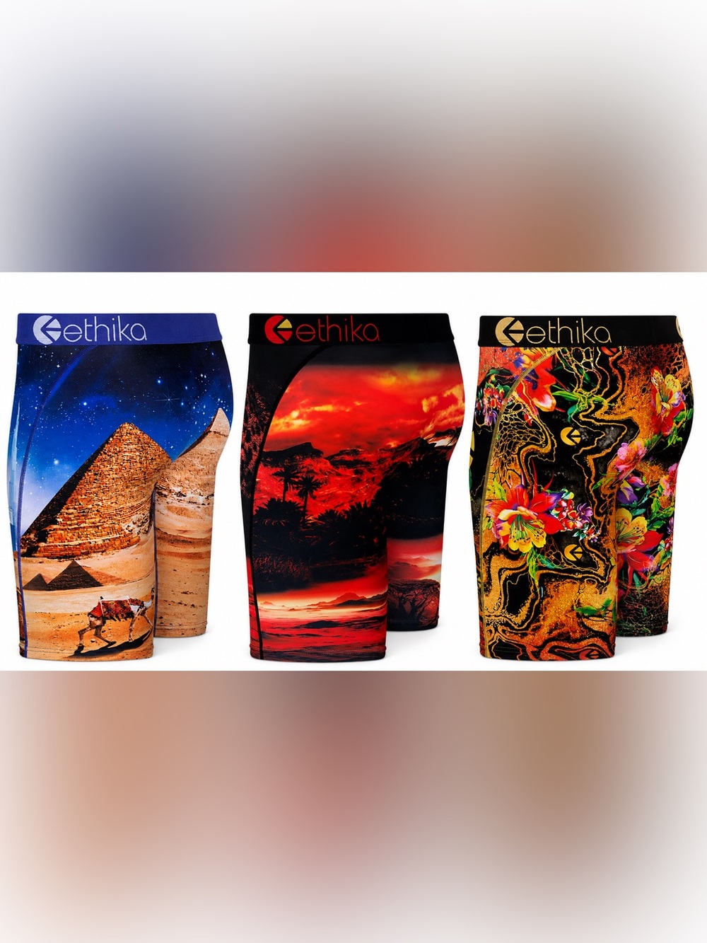 ethika Multicolor Graphic The Staple Boxer Briefs Trio - Blue, Red, Gold
